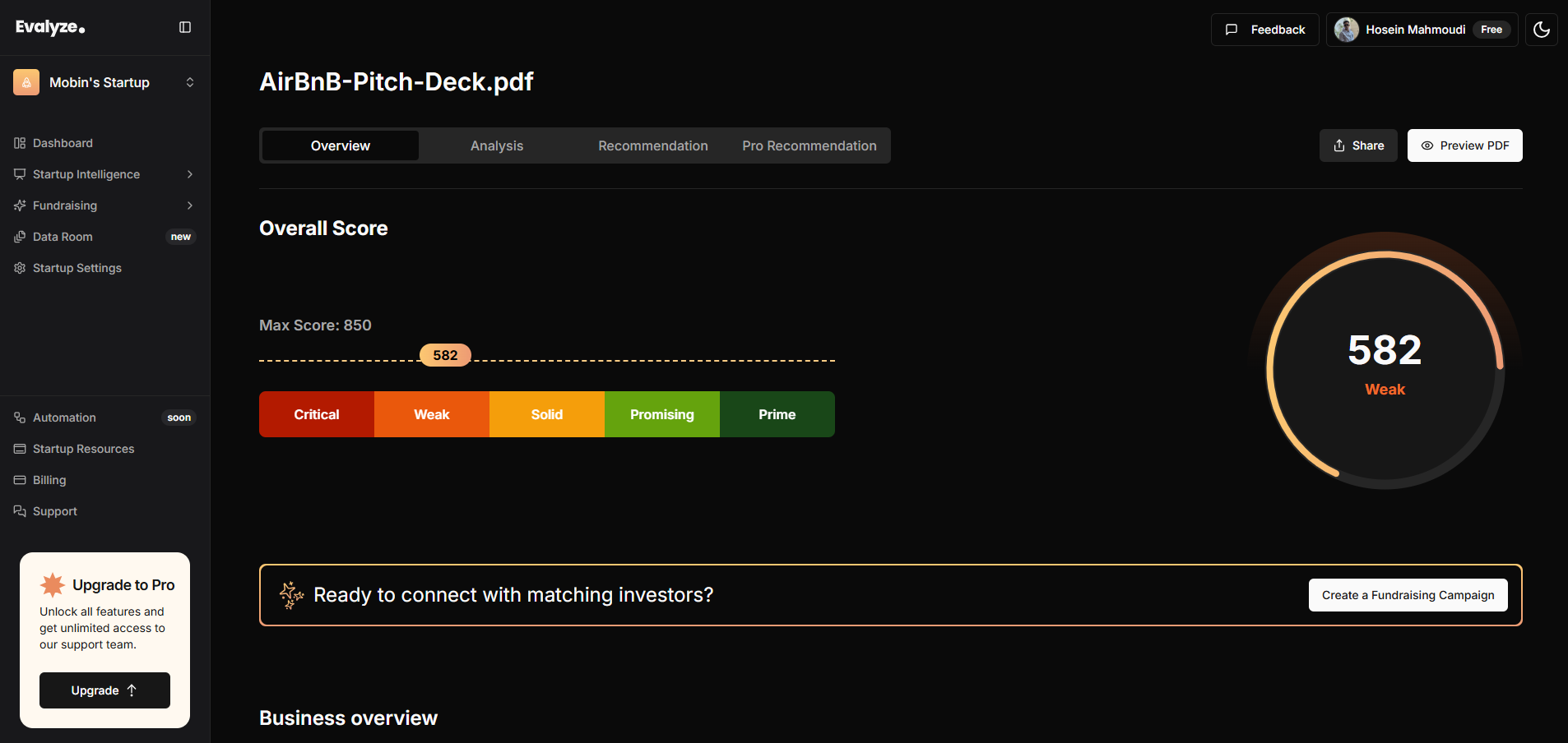 Pitch Deck Analysis screenshot 1