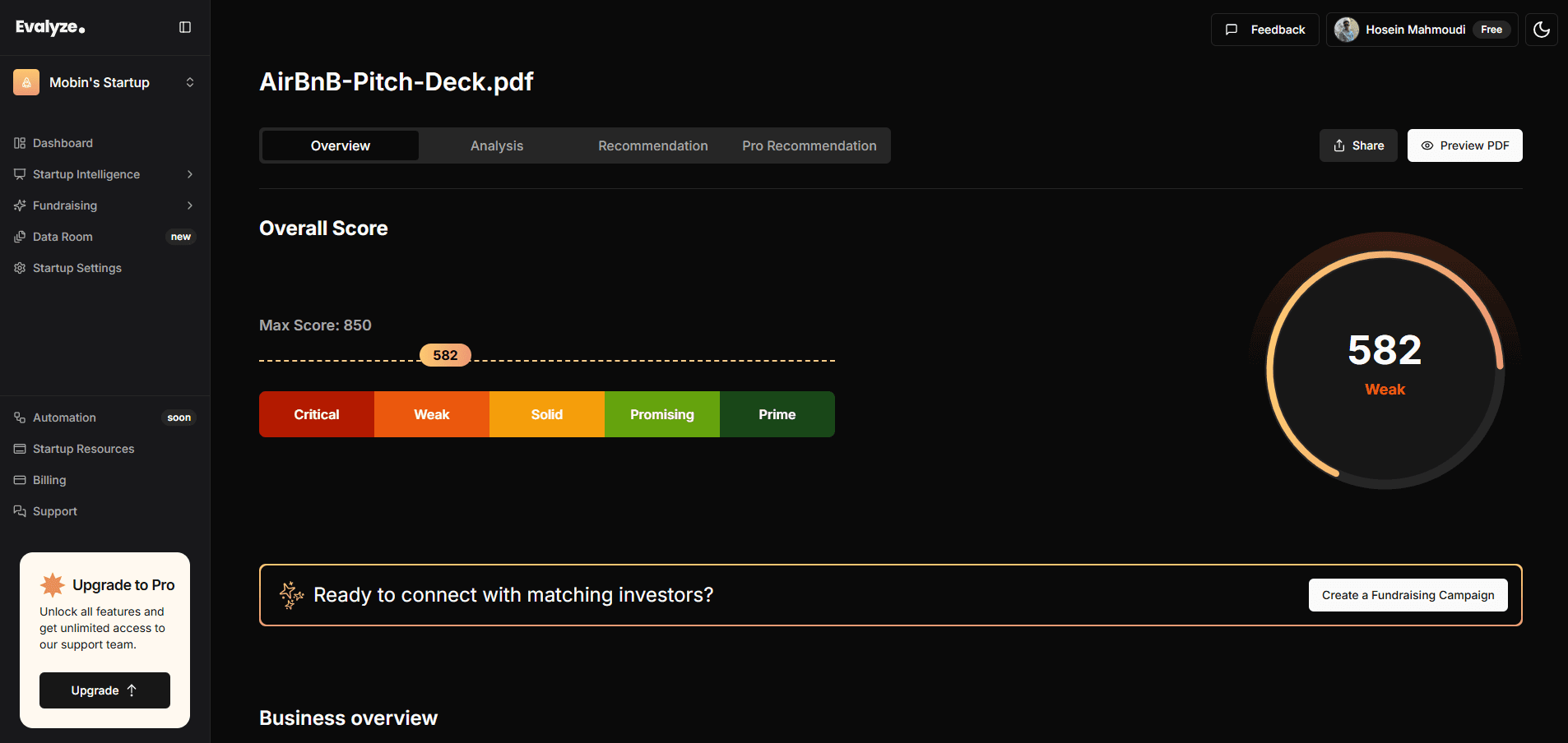Pitch Deck Analysis screenshot 1